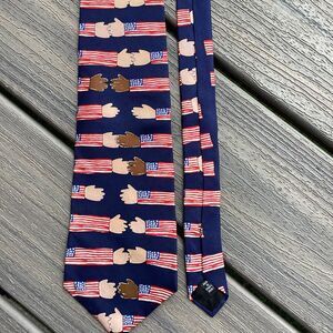 Save the Children Collection Necktie Mens American Flag Hands Print Silk Blend